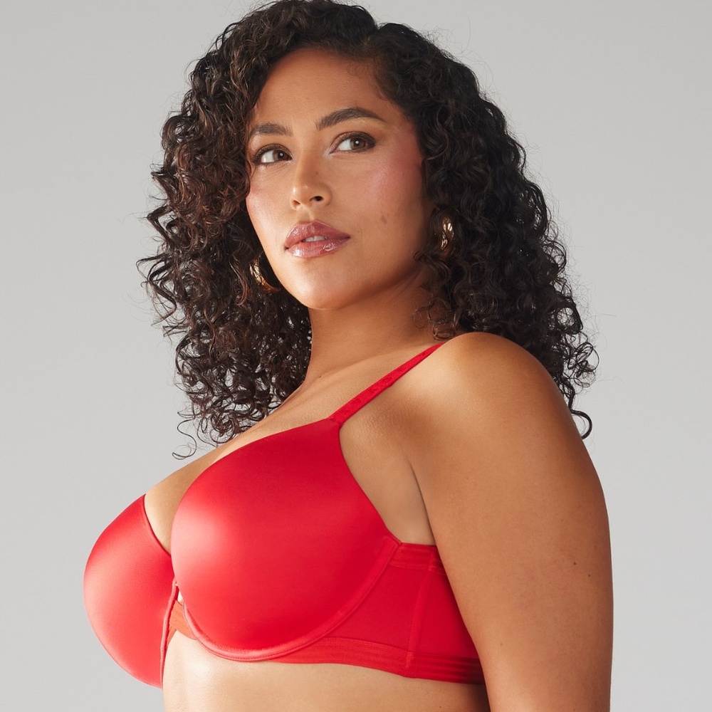 NWT Savage X Fenty Core Microfiber T-Shirt Bra in Goji Berry Red 36D - Picture 2 of 7